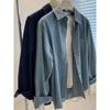 Guangzhou Thirteen Lines Women clothes Wear ~ Deep Light Blue Demin shirt ~ Retro Casual Shirt Spring and Autumn Thin Outerwear