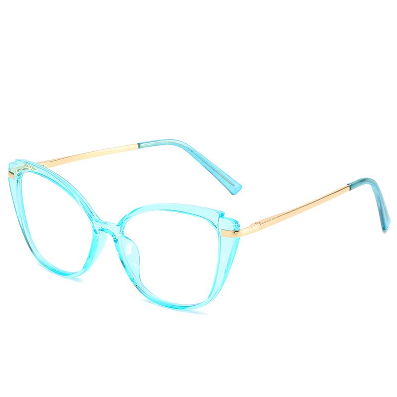 Cat Eye Flat Glasses Women'S Tr90 Spring Leg Metal Glasses Frame Anti-Blue Light Glasses