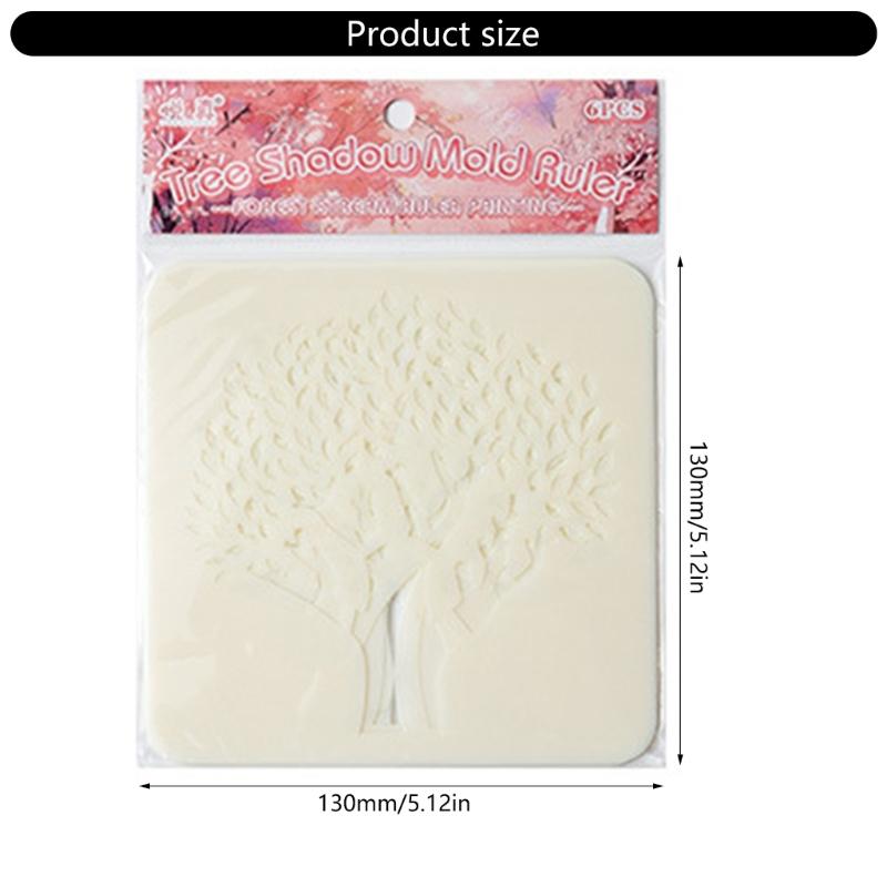 6 Pcs Tree Stencils Cartoon Leaf Stencils Hollow Out Drawing Templates for DIY Projects Reusable Painting Template