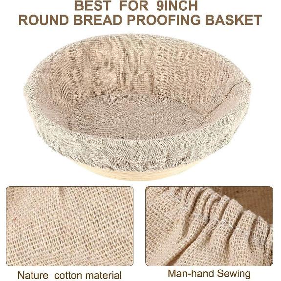 6 Packs Round Bread Proofing Basket Cloth Liner Rattan Baking Dough Basket Cover Natural Rattan Banneton Proofing Cloth(10 Inch)