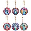 6Pcs DIY Diamond Painting Keychain Double-Sided Diamond Keychains Crystal Rhinestone Diamond Mosaic Key Chain for Beginners