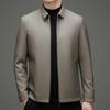Autumn and winter new Haining clothes men's business casual simple sheepskin jacket dad lapel leather jacket