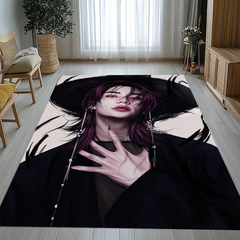 Hyunjin Kpop Stray Kids Star Living Room Non-Slip Area Rug Soft Carpet for Bedroom Kids Playroom Sofa,Home Decor Doormat Gift