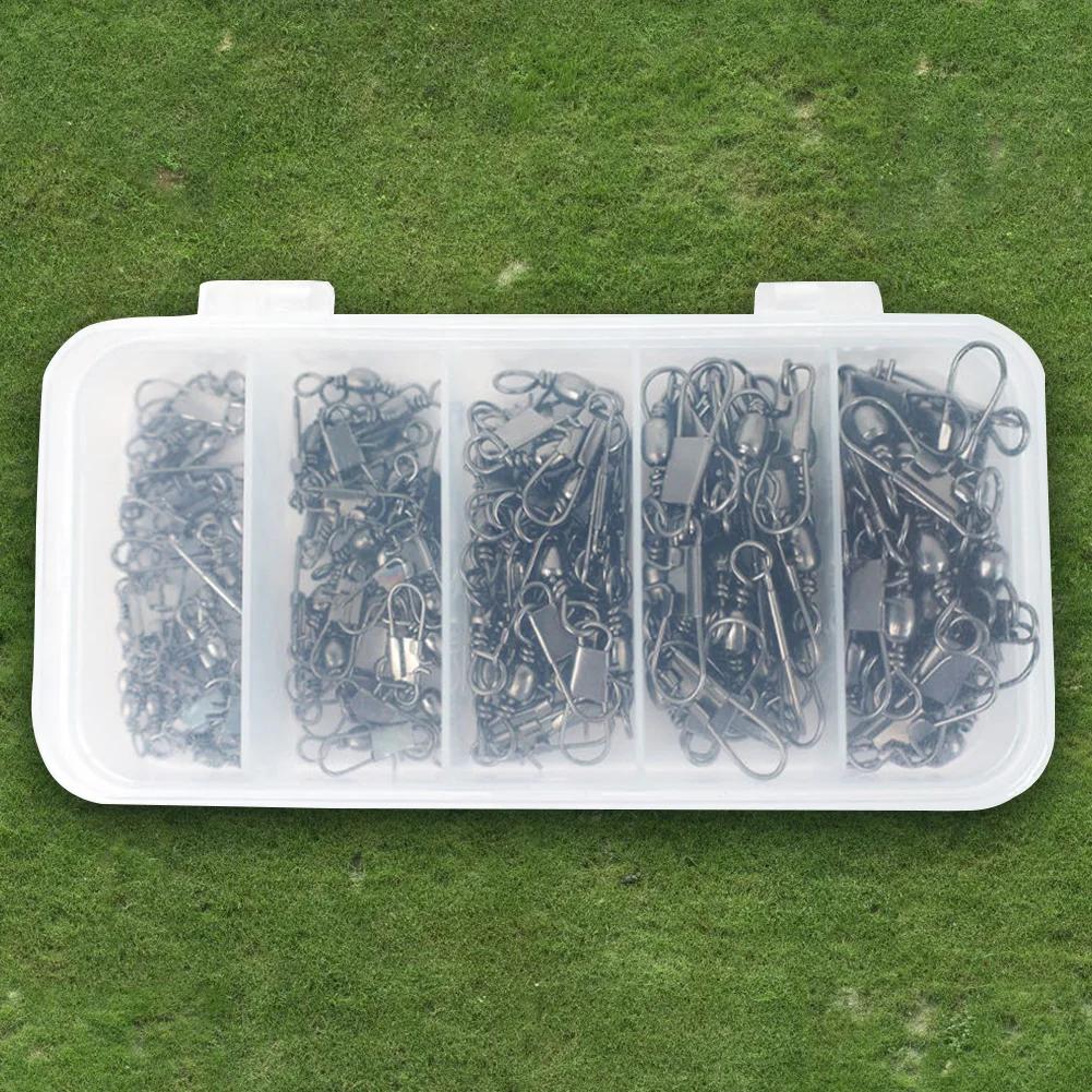200 PCS Stainless Steel Fishing Snap Swivel High Strength Barrel Swivel Fishing Swivels Snaps for Freshwater Fishing