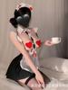 Sweet Hot Sexy Korean Women Mini Dress Sweet  New Sexy Maid Uniform Pure Desire Couple Fun Pajamas Dress Elegant W90E