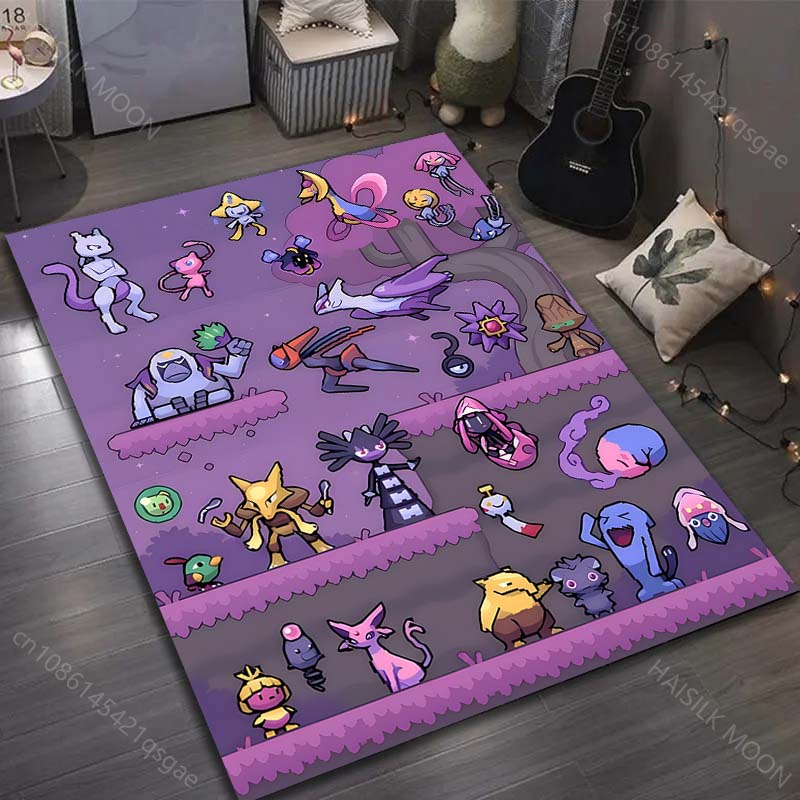 Multiple Sizes Pokemon Game Print Carpet for Living Room Bedroom Kid's Room Home Decor Non-slip Mat Area Rug Luxury Gift