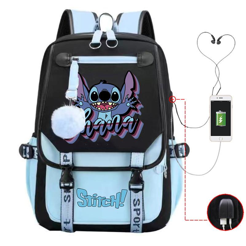 Cute Cartoon Printed Schoolbag Junior High School Student High School Student With Usb Multi-Function Student Schoolbag