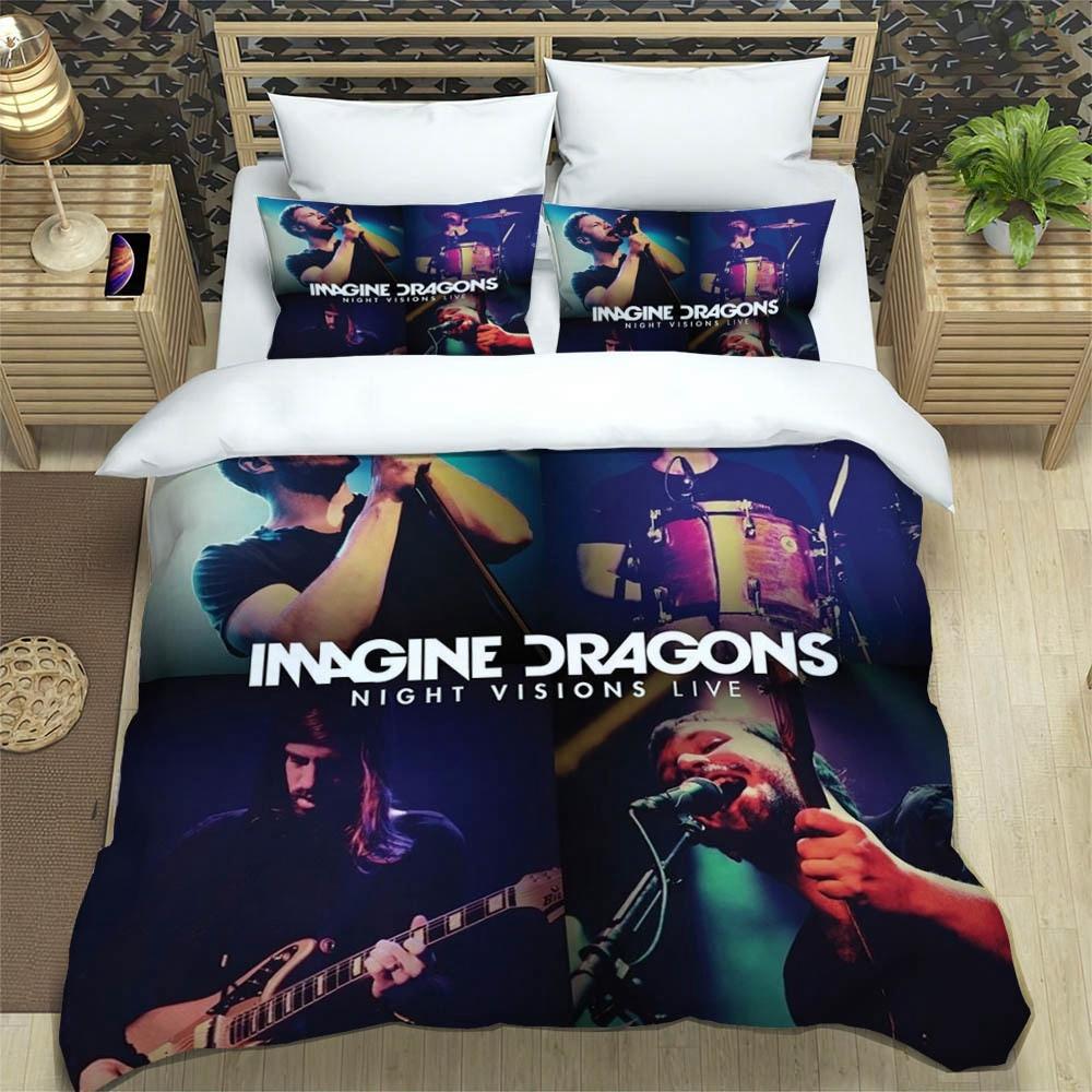 Rockband Imagine Dragons Bettwäsche-Sets, exquisites Bettzubehör-Set, Bettbezug, Bettdeckenset, Bettwäscheset, luxuriöses Geburtstagsgeschenk