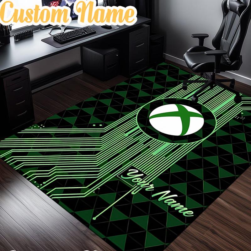 Custom Name Game box Neon Logo Rug, Office Rug, Chair Rug, Carpet for Living Rooms, Doormat Game Rug Home Decor Christmas Gifts