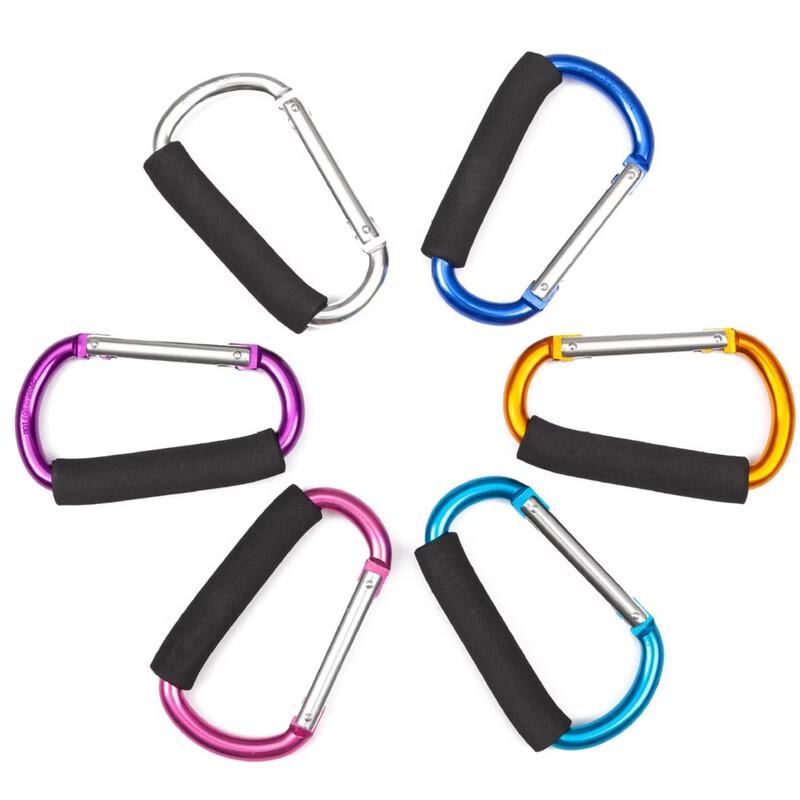 

Large D-Shape Aluminum Alloy Carabiner with Sponge Grip - 5 Pack