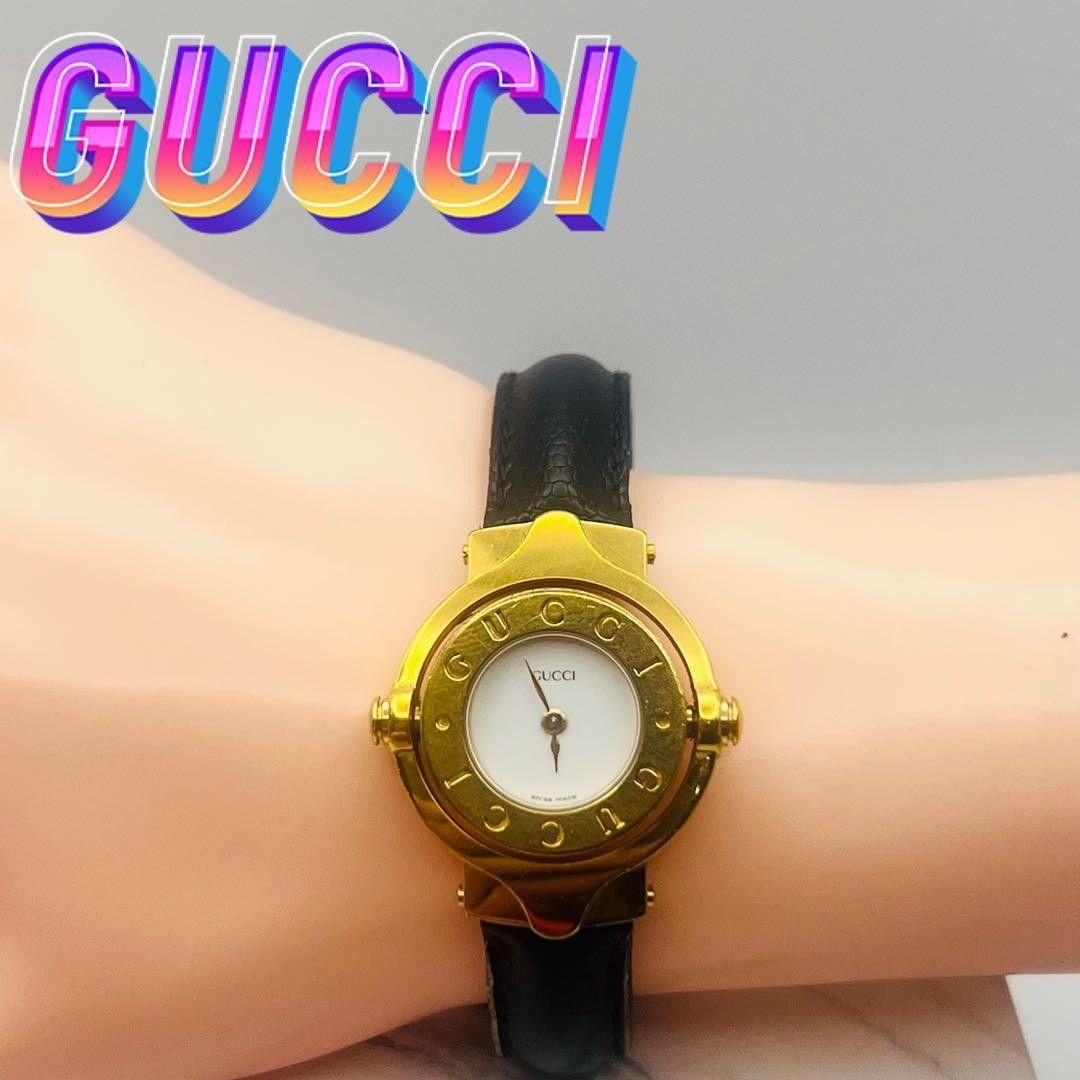 Used [Rare/working item] GUCCI Gucci watch turn face 6600L gold