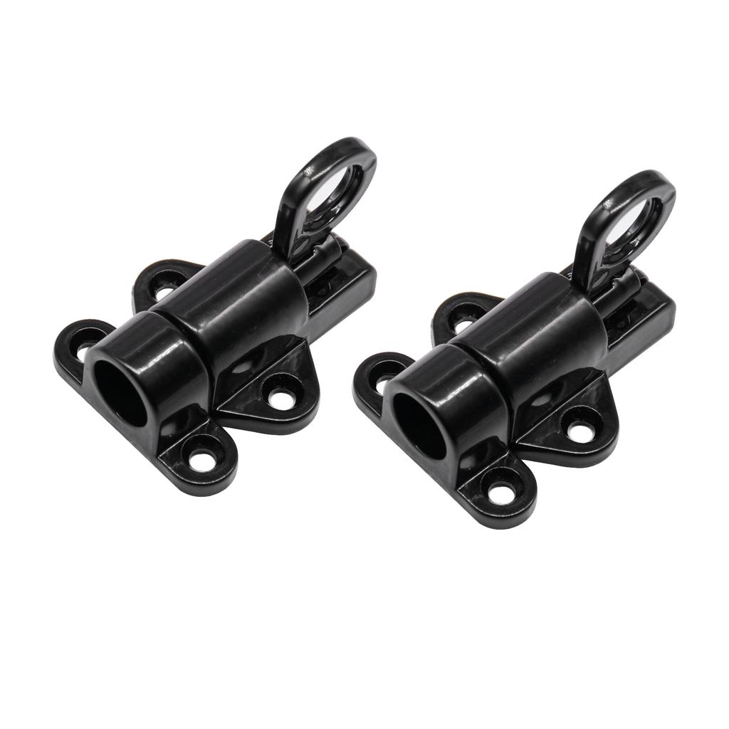 2PCS Pull Ring Latch Locks Aluminum Alloy Spring Load Automatic Door Window Gate Bolt Lock with Screws Black