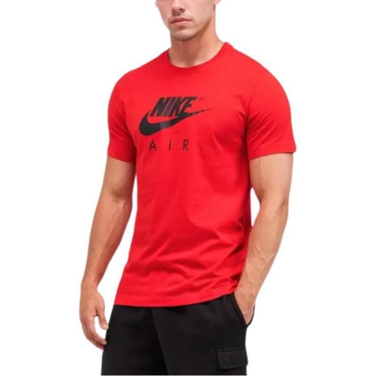 Nike T Shirts Men's Red Crew Neck Moderate Straight Fit
