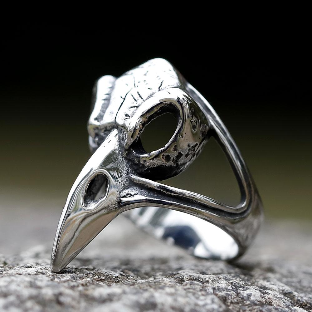 2023 Новый Дизайн Поступления Нержавеющая Сталь Скандинавский Викинг Ворон Животное Один Молот Кольцо Для Мужчин Амулет Ювелирные Изделия Дропшиппинг 10