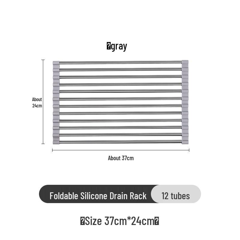 

Foldable Silicone Roll-up Dish Rack for Sink - Storage, Insulation, Water Filter, Holds Bowls, Plates, Fruits, Vegetables.