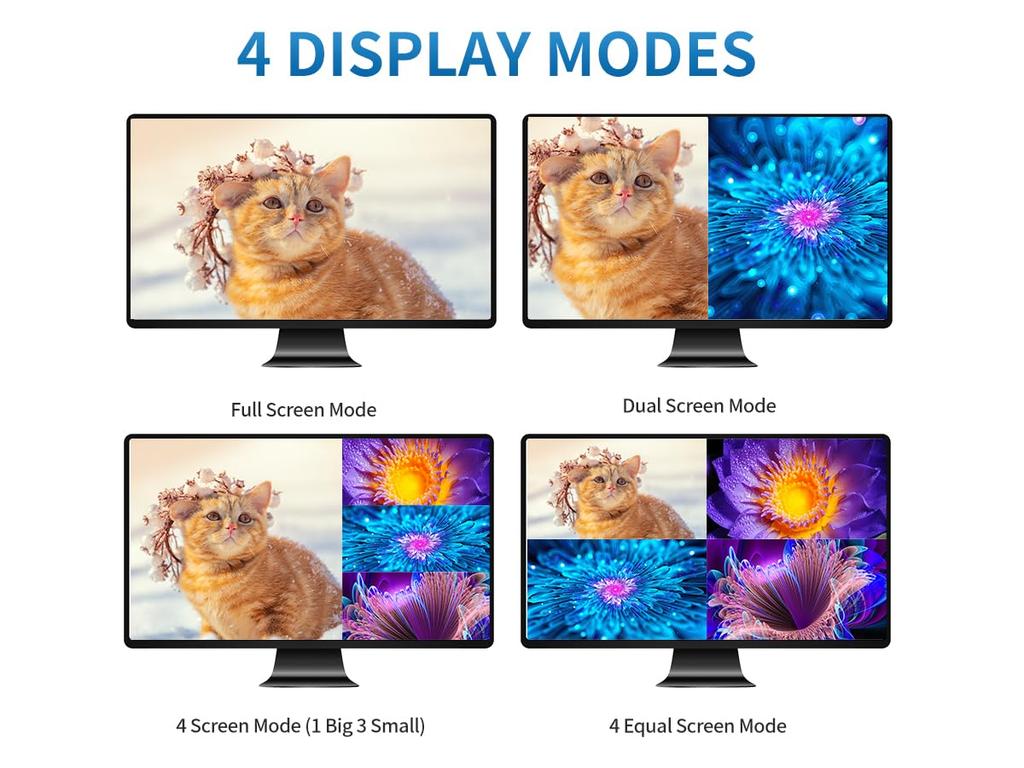 4K HDMI Multi-Viewer Switch 4x1, 4K@30Hz Quad Seamless HDMI Multiviewer Switcher 4 in 1 Out w/Remote for Security Camera