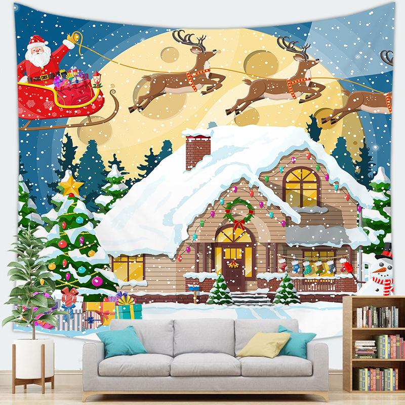 Santa Claus Background Home Hanging Cloth Christmas Tapestry Wall Hanging