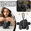 Plush Keychain Soft Fabric Zipper Design Round Shape Embroidered Pattern Portable Bag Charm for Everyday Use