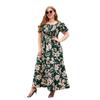 Bohemian Plus Size Printed Casual Vacation Dress - French Elegance, Mid-Length