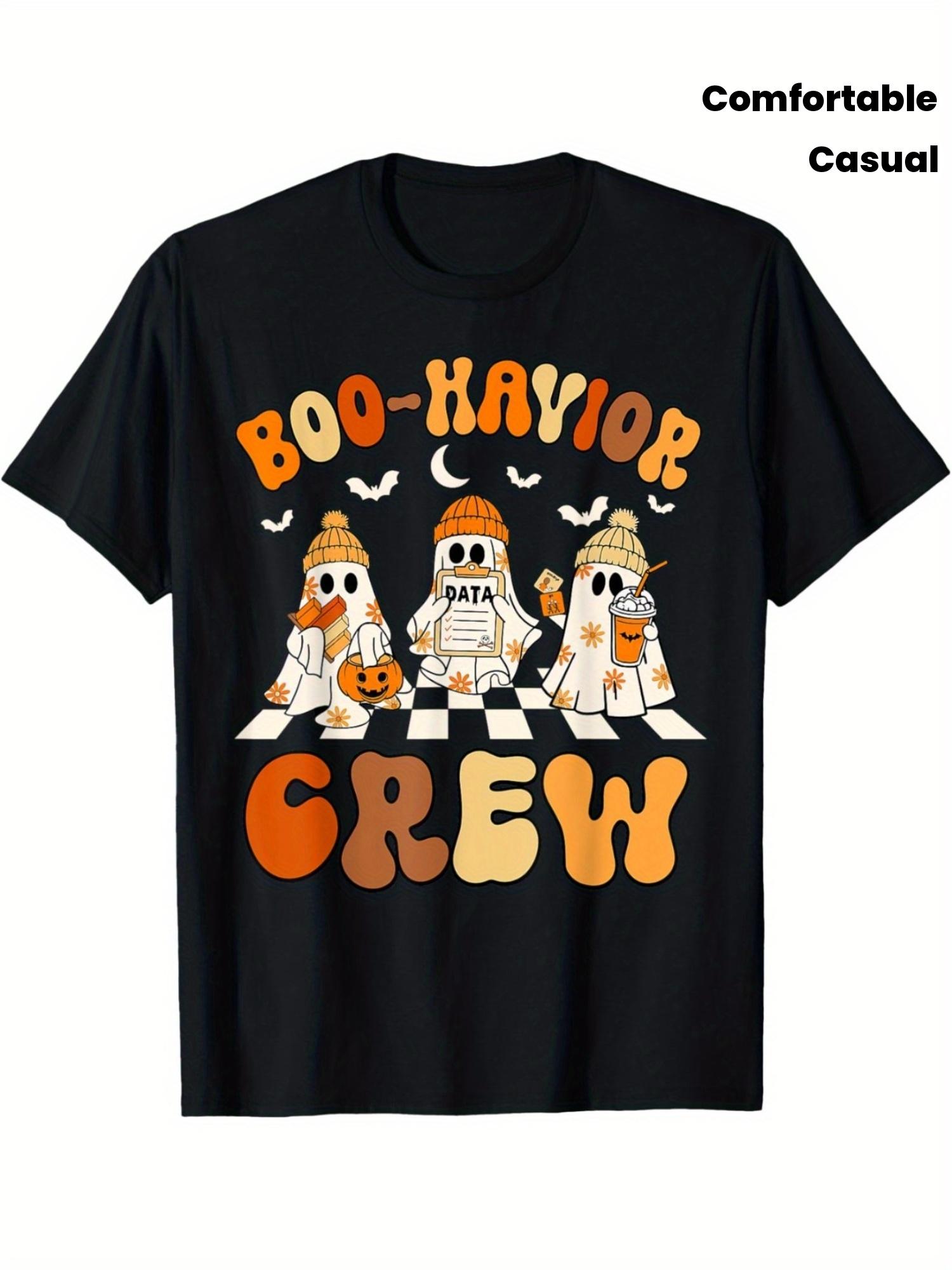 Behavior Analyst Halloween ABA Cute Ghost Boo-havior Crew T-Shirt Summer Comfortable Casual Short Sleeve T-Shirt S разноцветный