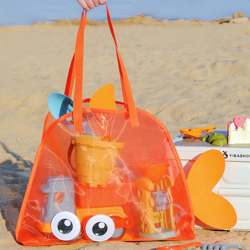 Large Capacity Mesh Beach Toy Bag For Kids Outdoor Sand Toys Storage, Lightweight Carry Bag With Handles For Beach, Travel And Home