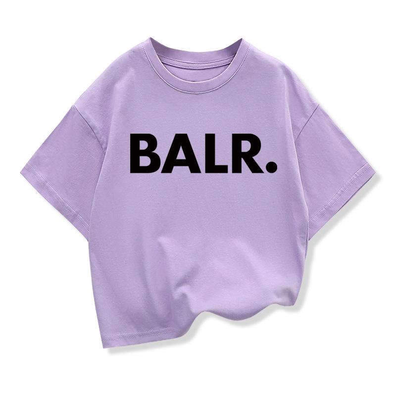 

Summer Boys T-Shirt Casual Funny BALR. Print Cool Loose Round Neck Top Short Sleeve Girls 160