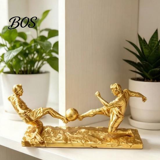 Soccer Desktop Decoration Player Statue, 3D Printed 2 Men Playing Figurine, Sports Football Figurine Collectible Table Sculpture for Home, Office