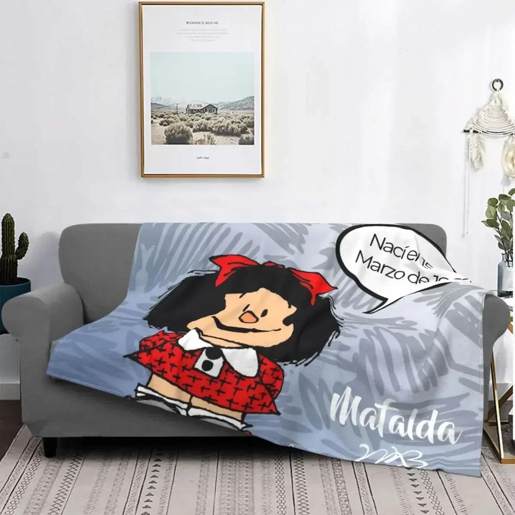 Coperta Mafalda Stampata 3D Morbido Pile di Flanella Calda Cartoni Animati Coperte Plaid per Casa Camera da Letto Divano Copriletti