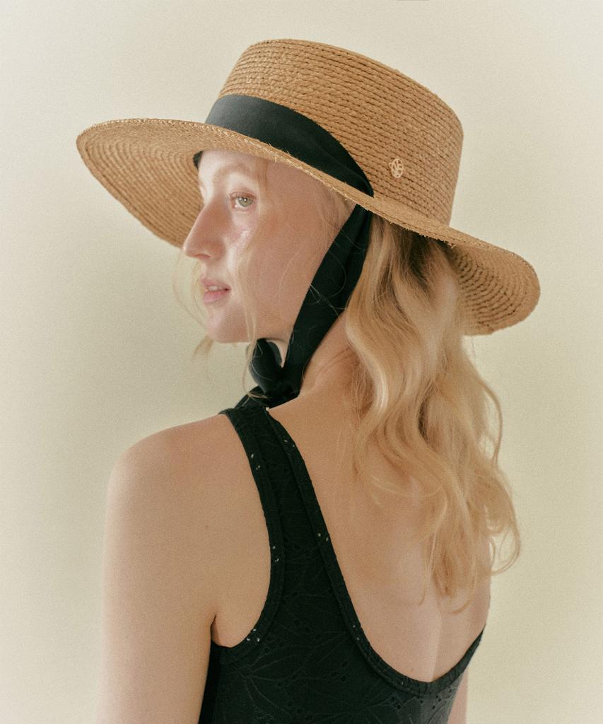Ninakoseuta Raffia Boater Hat_Tan
