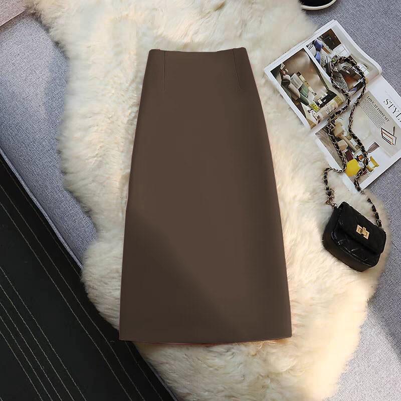 Kaki Hoge Taille A-lijn Midi Rok - Dames Lente/Herfst 2025 Collectie
