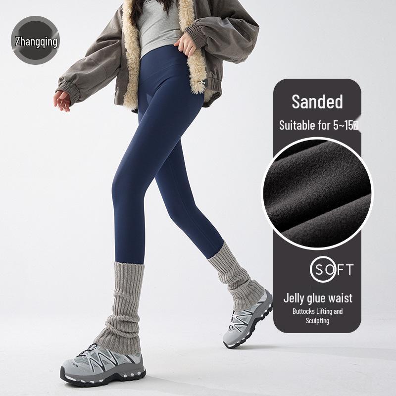 High-Waist Fleece Lined Shark Pants for Women - Autumn/Winter Tummy Control Leggings with No Awkward Lines.