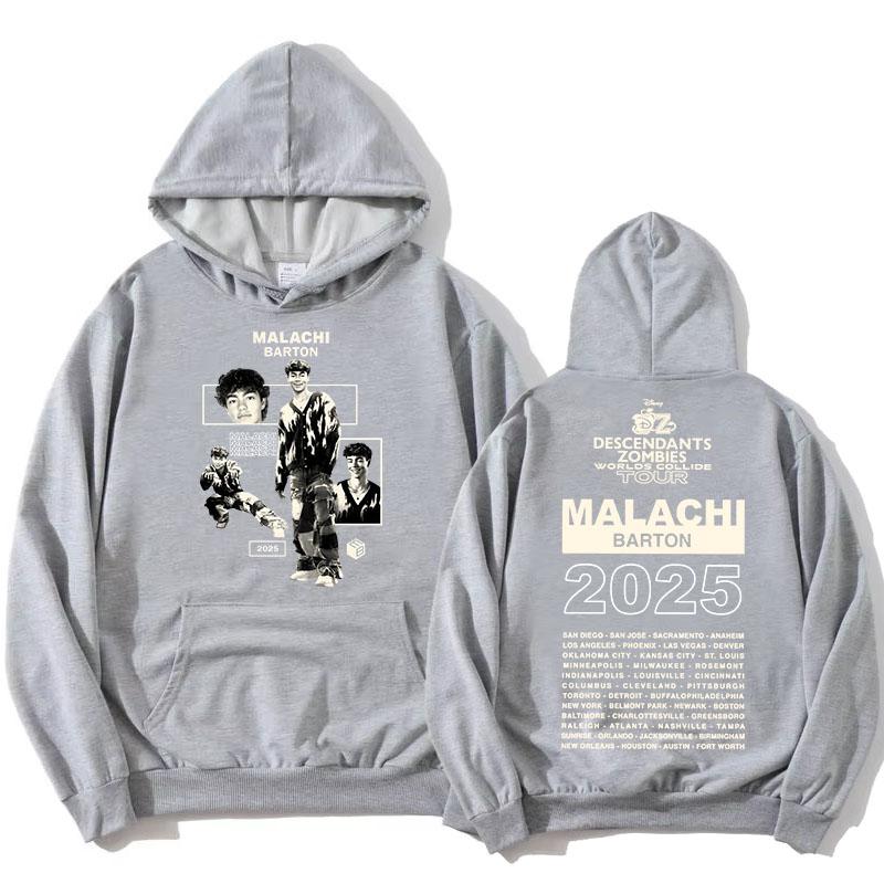 Zzombies Worlds Collide Tour 2025 Hoodies Malachi Barton Actor Graphic Sweatshirts Fashion Long Sleeve Hooded Pullovers Printed