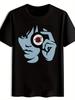 T-shirt Vintage Rock Band Graphic - Black Short Sleeve Round Neck Summer Tee with Retro Music Print