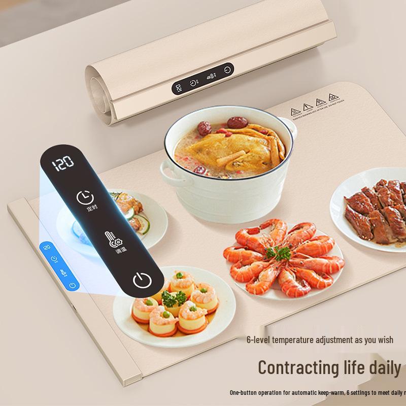 Folding Silicone Food Warmer Pad: Insulated Hot Dish Heating Plate for Home Use