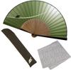 Stilvolles Geschäftsfächer-Set mit Fächeretui und Taschentuch Glücksbringer [Osaka Choseido] Herren - (Schildkrötengrün)