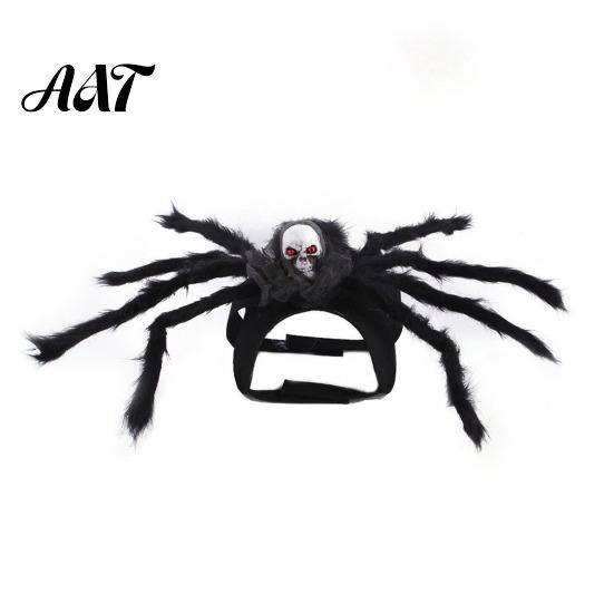 Non Restraining Pet Clothing for Active Pets Spider Costume, Halloween Cat Outfit with Skull Face, Black Cute Transformation Birthday Holiday Apparel