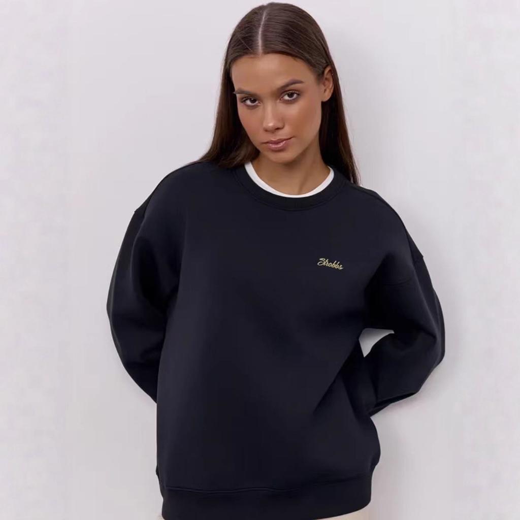 American simple foreign style niche letter printing oversize loose meat cover round neck trendy sweater
