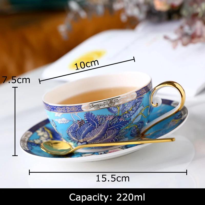 Phoenix Bone China Cup&saucer Exquisite Gold-plated Coffee Mug Dining Table Milk Mugs Afternoon Tea Teacup Fruits Juice Cup