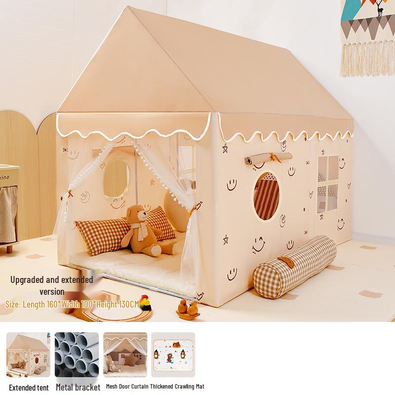 Children's Extra Long Indoor Princess Castle Tent with Mosquito Net