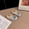 Girls' Pearl Rhinestone Princess Shoes - Spring/Autumn 2026, Versatile Korean Style Leather Footwear for Students