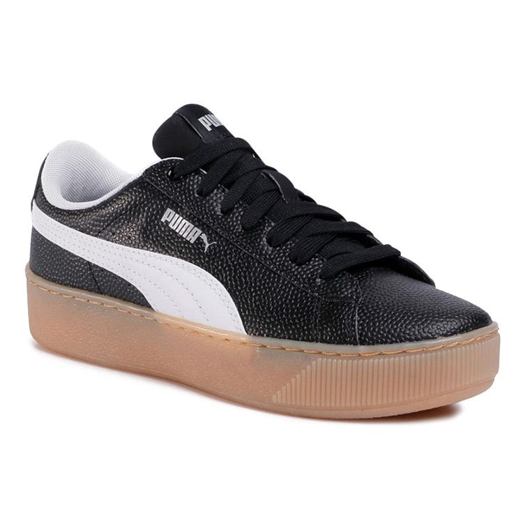 Puma Vikky Platform Women Black Low Top Sneakers Abrasion Resistant Thick Sole Lightweight 366805-02