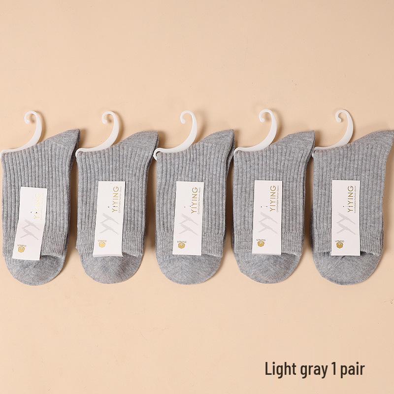 Women's Candy Color Vertical Striped Mid-Calf Socks: 100% Pure Cotton, Sweat-Absorbent and Odor-Resistant, Ideal for Spring and Autumn