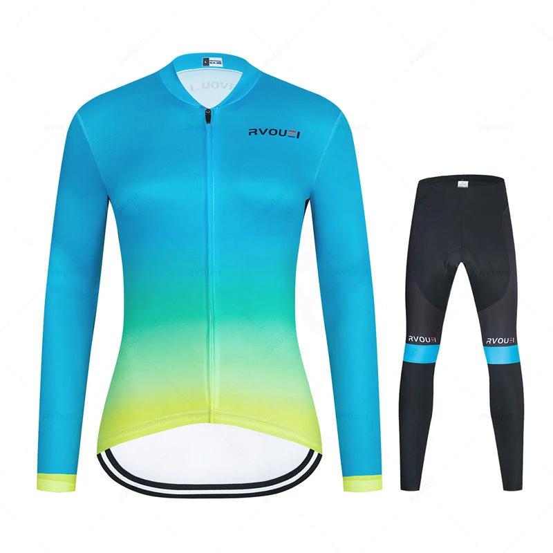 Cycling Clothing Women Long Sleeve Jersey Suit Outdoor Riding Bike MTB Cycling Jersey Bib Pants Set 2026 Autumn Breathable Cycling Suit Set