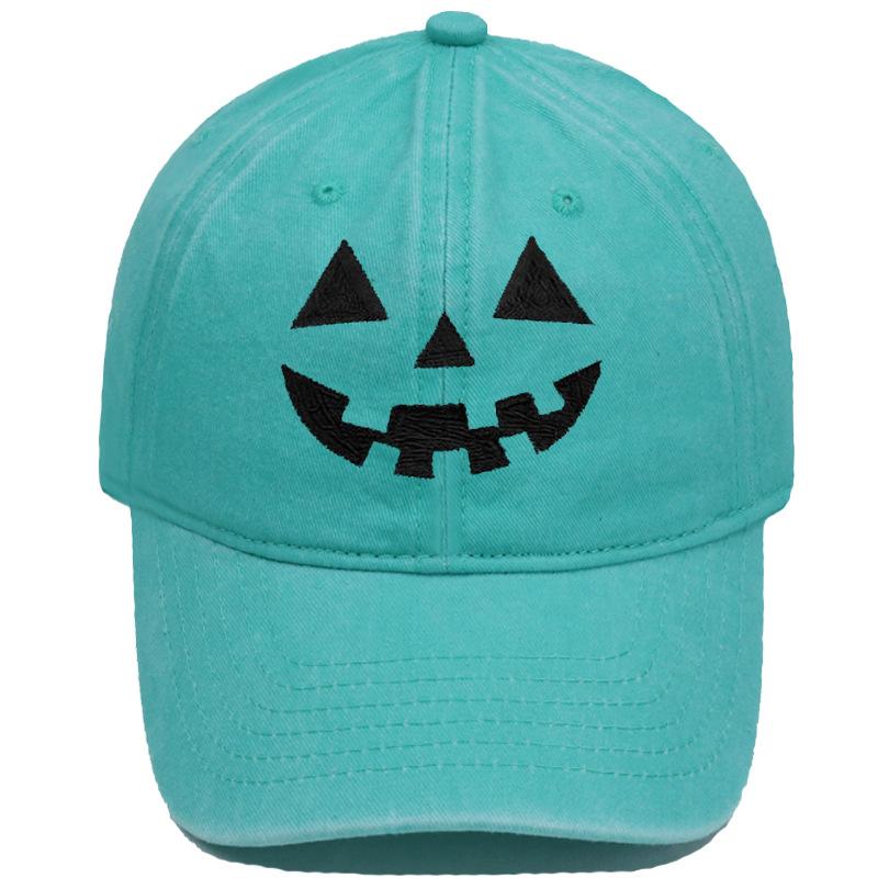 Halloween Kürbis Smiley Gesicht Stickerei Gewaschen Used Baseballkappe Personalisierte Lässige Mütze für Männer und Frauen
