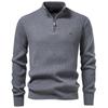 AIOPESON Herren Langarm Slim Fit Warmer Pullover Halber Reißverschluss Stehkragen Baumwolle Pullover Gerippt Strick Lässig Herbst Winter Basic Pullover