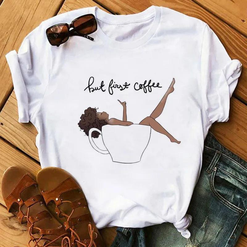 

Poppin Mom T Shirt Casual Plus Size TShirt Women Black African Curly Hair girl Printed Tshirt Femme Harajuku Clothes Tops 4XL