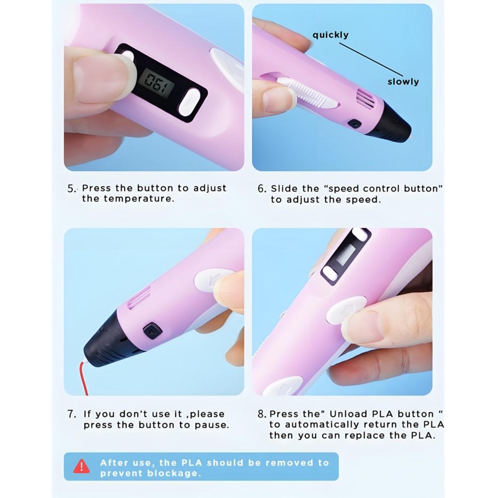 3D Printing Pen Drawing With LCD Screen Compatible Pen 9/50/100M PLA Filament Toys Safe Paiting for Children DIY Birthday Gift