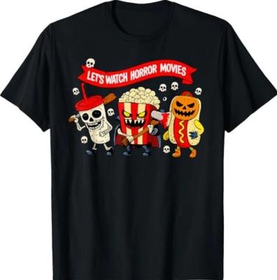 Let's Watch Horror Movies Funny Halloween Horror Night Snack T-Shirt