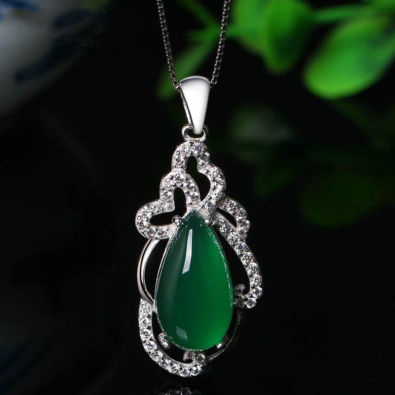 

Женское ожерелье из стерлингового серебра 925 пробы с каплей воды, изумрудный циркониевый кулон для свадебной вечеринки, ювелирные изделия