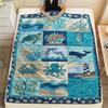 1Pc Ocean Print Flannel Blanket, High quality Comfortable for All Seasons, Home Decor, Warmth and Comfort, Perfect for Christmas Gifts W101